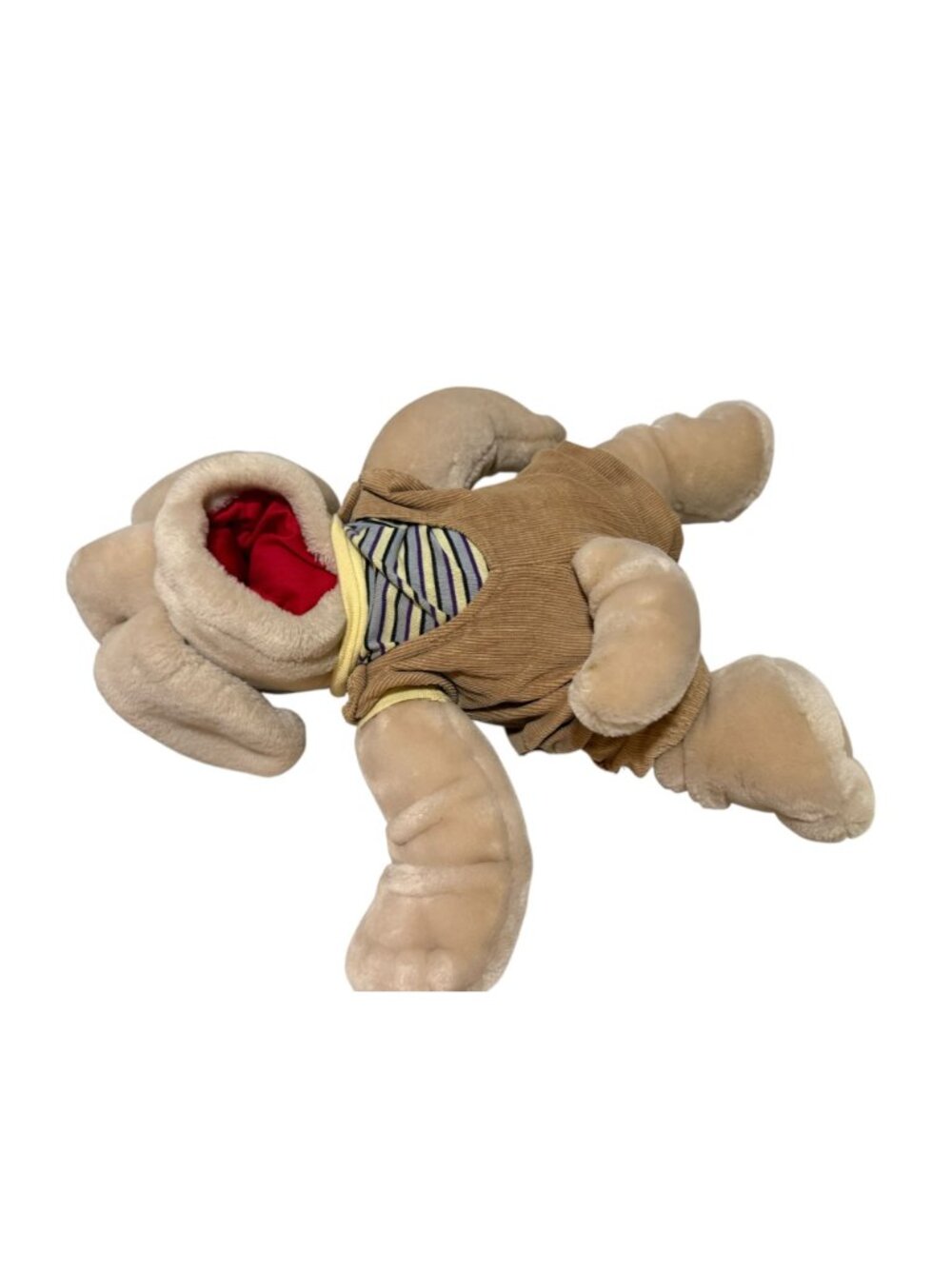 Wrinkles Plush Puppet Dogs Pair Overalls 80s Tan Brown Pretend Play - Picture 11 of 16